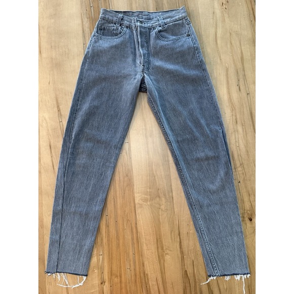 Levi's Denim - Vintage Levis 701 Womens‎ Student Fit Charcoal Textured Tag 28x34 Actual 26x27